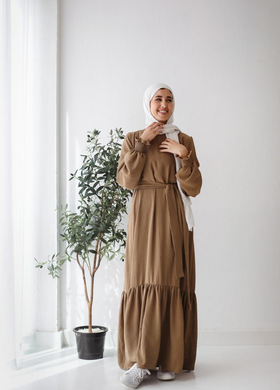 Tie-Waist Abaya in Camel