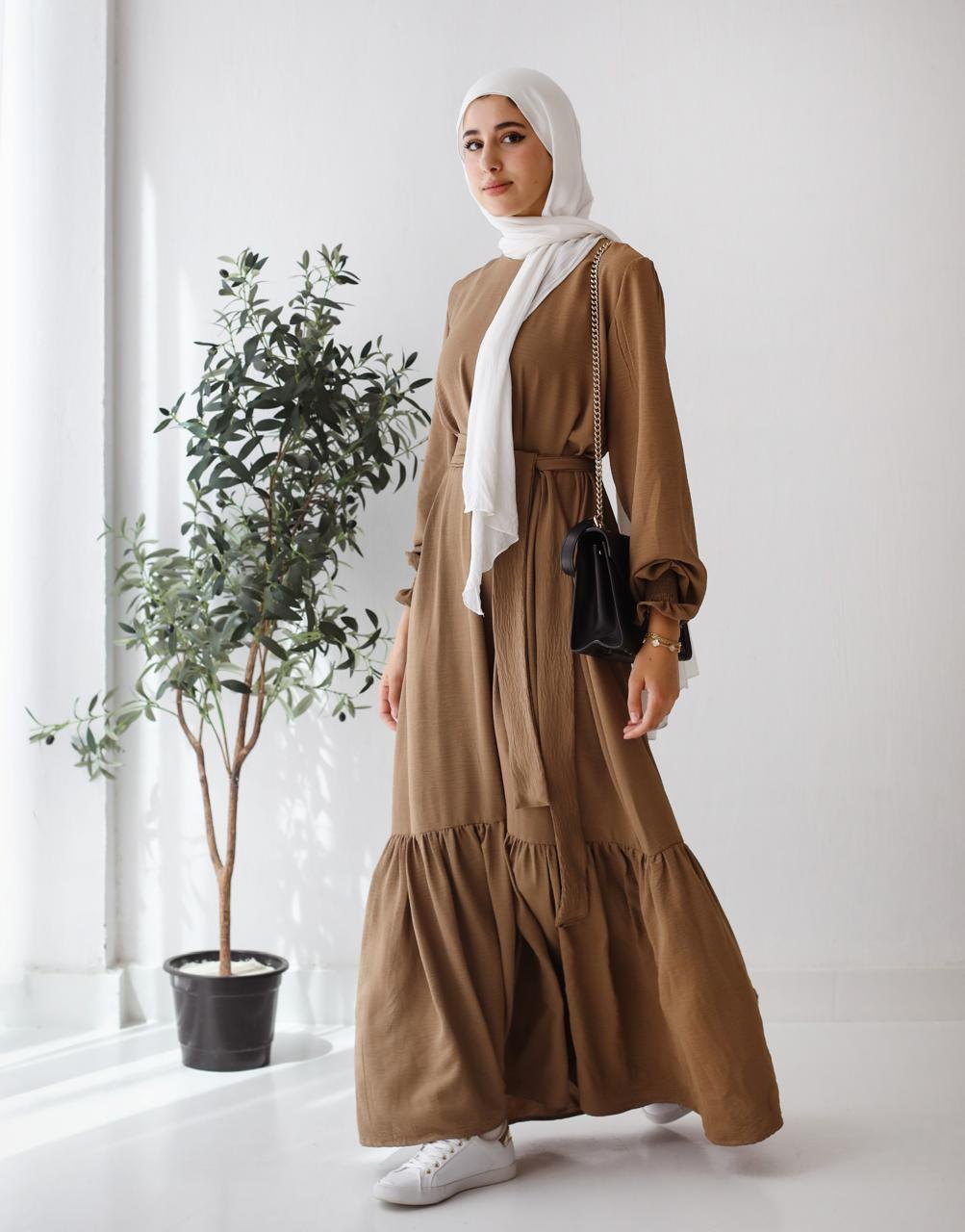 Tie-Waist Abaya in Camel