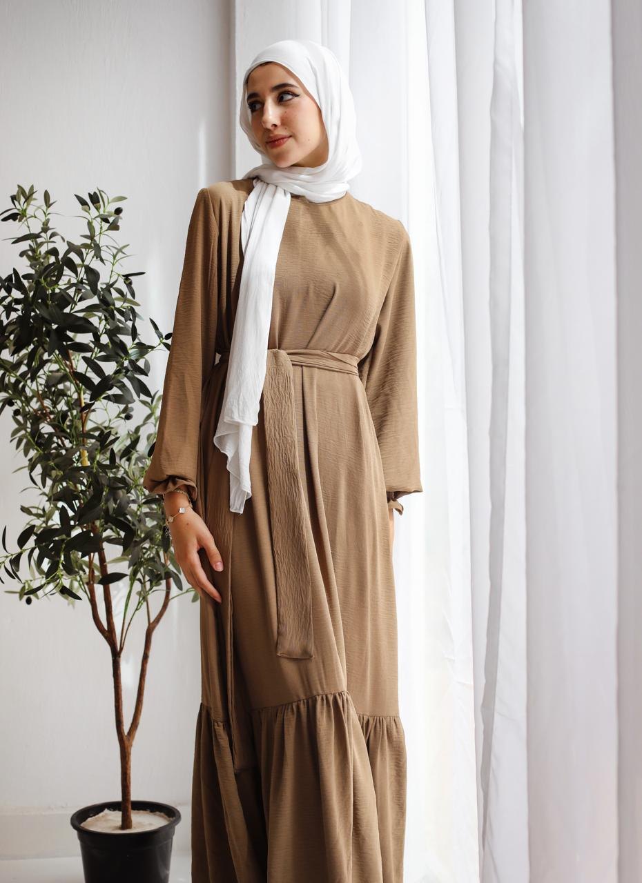 Tie-Waist Abaya in Camel