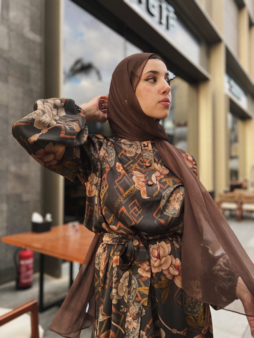 Printed Dress in Amber Floral, view 2