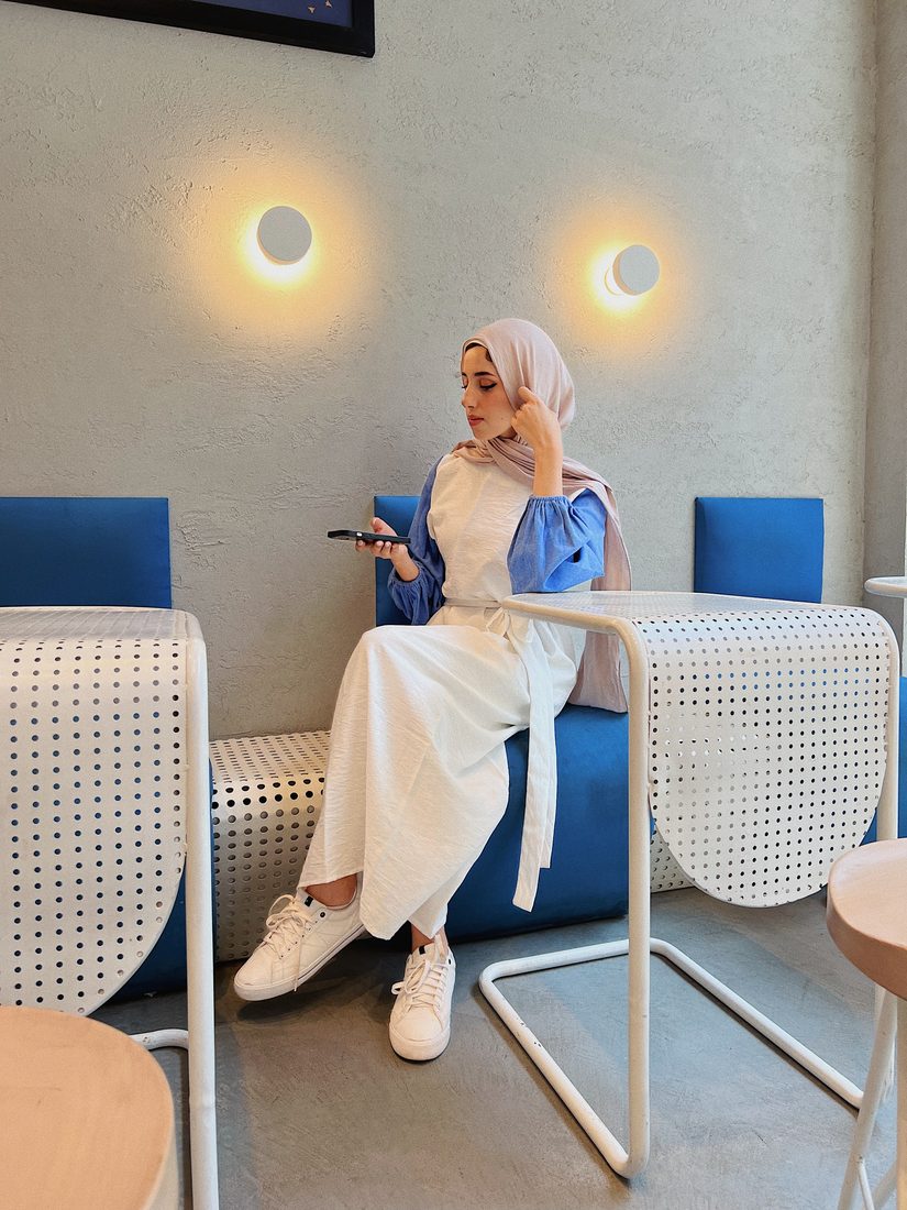 Shirt Dress in Ivory / Sky, view 1