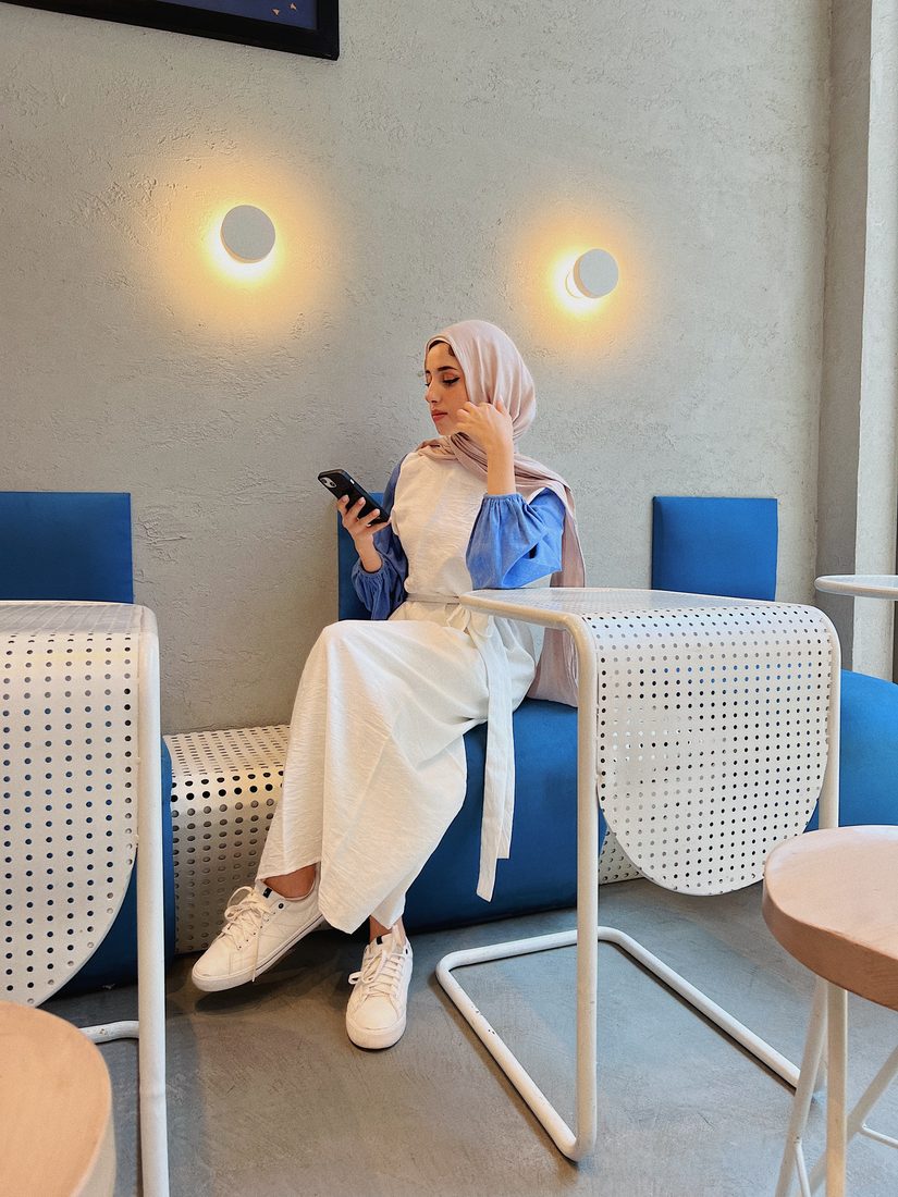 Shirt Dress in Ivory / Sky, view 2