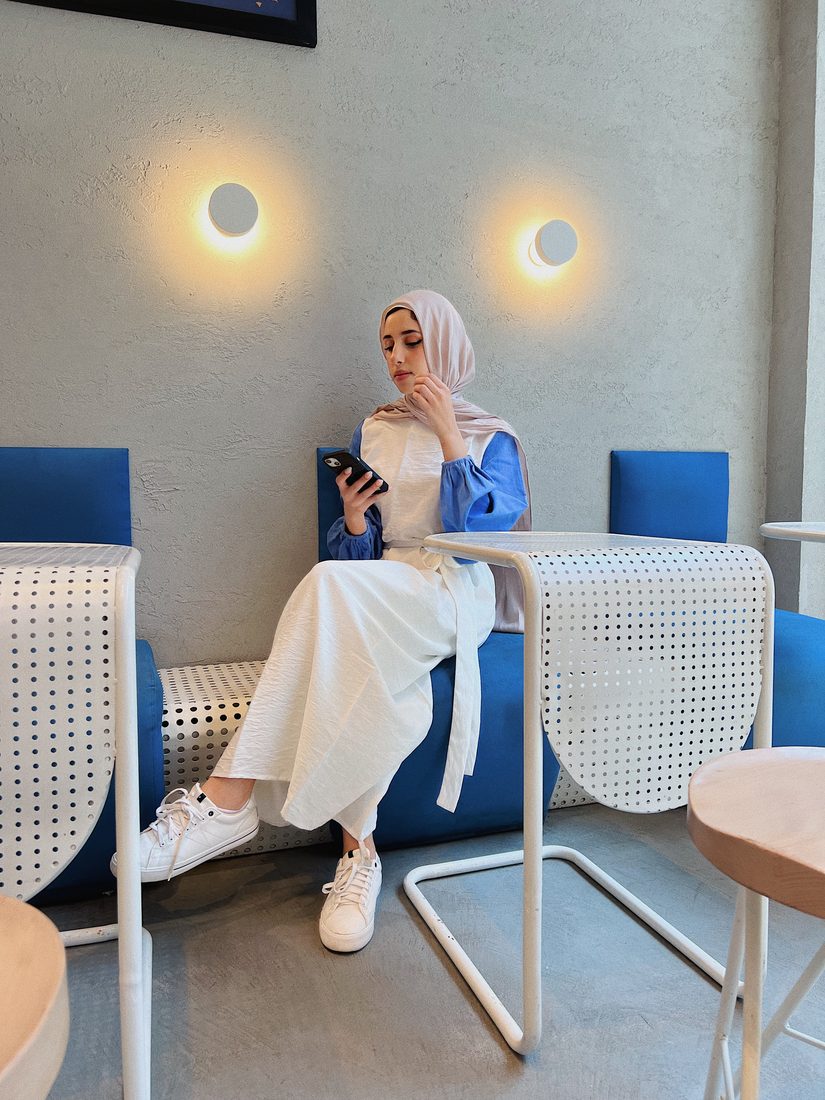 Shirt Dress in Ivory / Sky, view 3