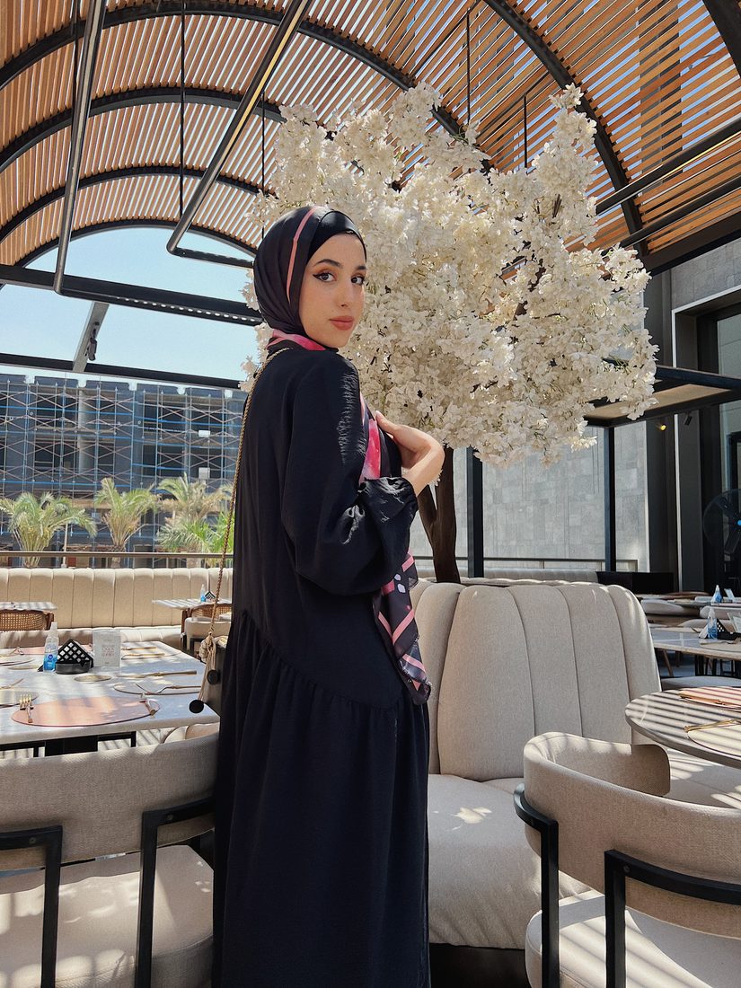 Belted Abaya in Ink, view 1