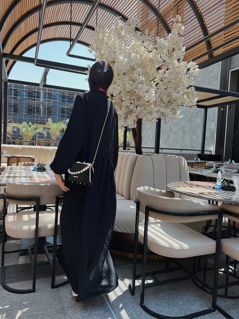 Belted Abaya in Ink, view 3