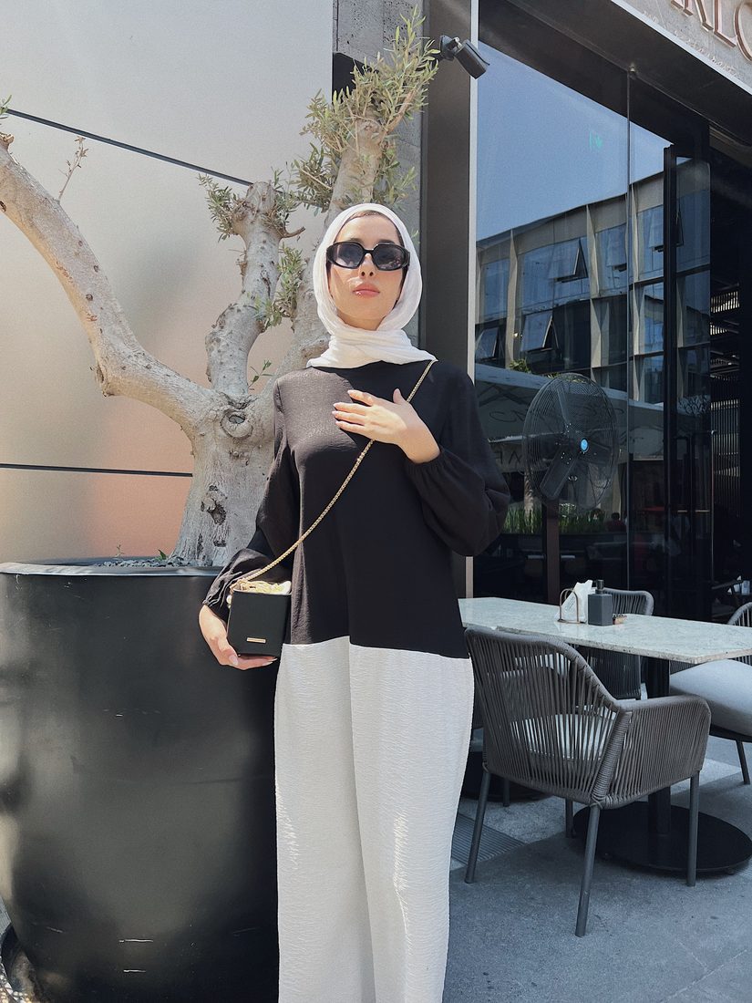 Layered Tunic in Black / Ivory, view 3