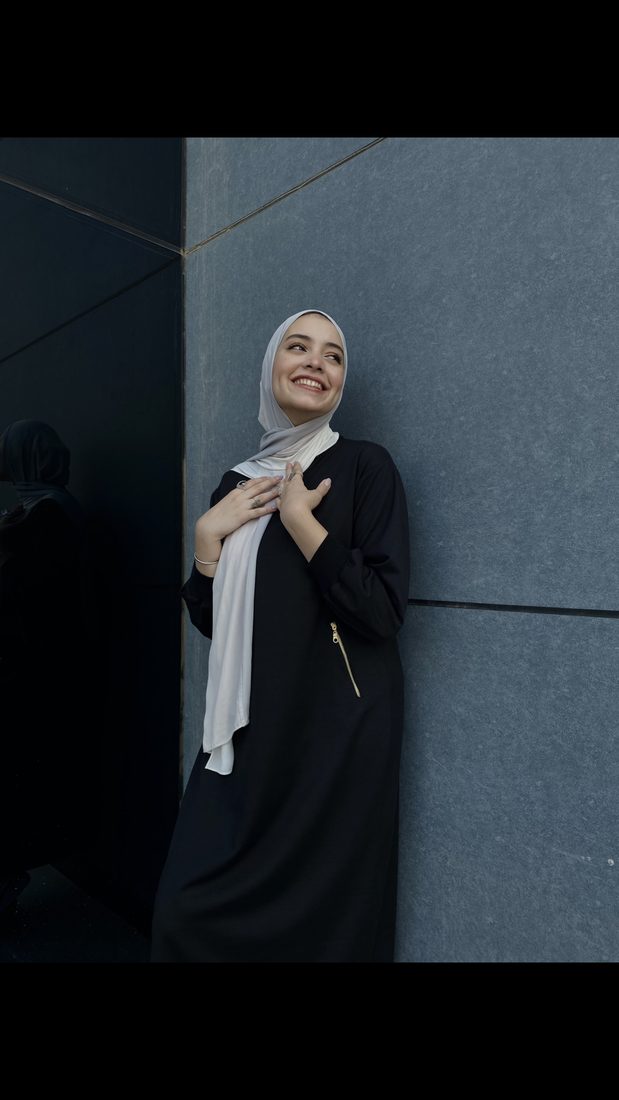 Zip Abaya in Charcoal, view 1