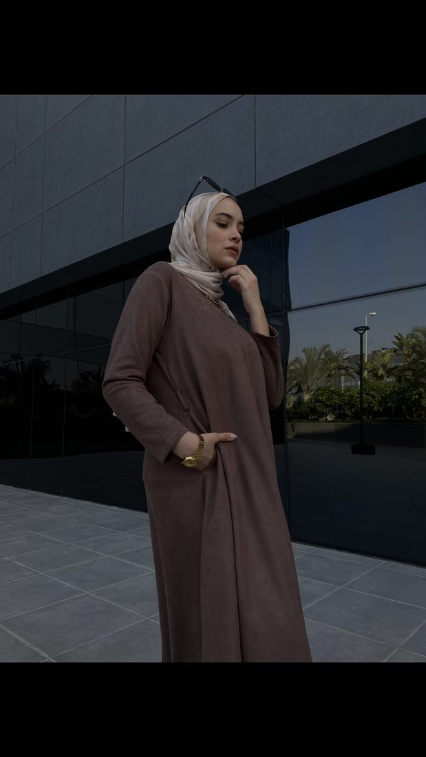 Gathered Dress in Cocoa, view 2