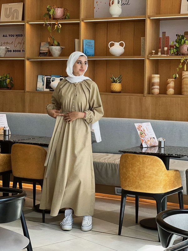 Gathered Abaya Dress